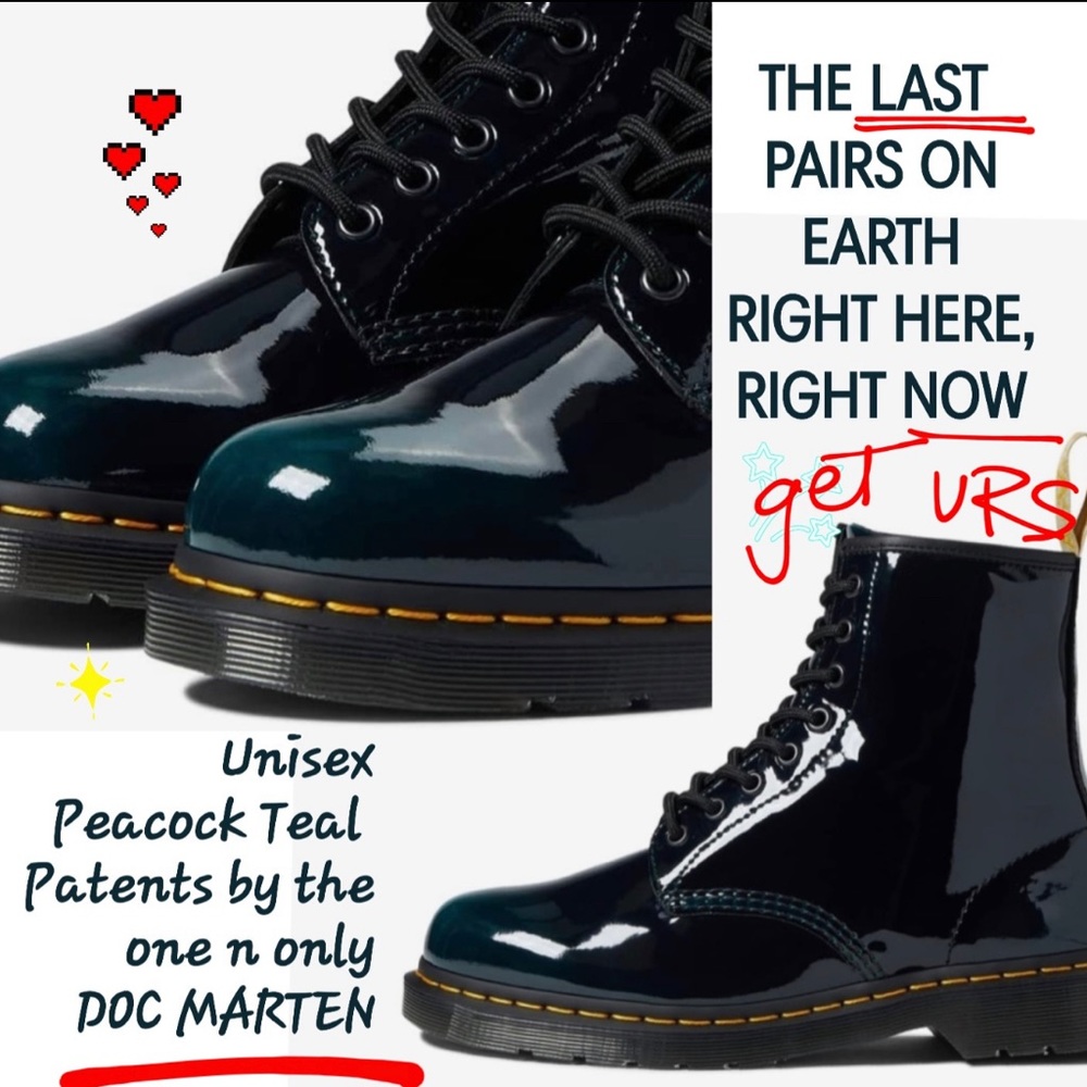Vegan Glossy Peacock Green Dr. Martens 1460